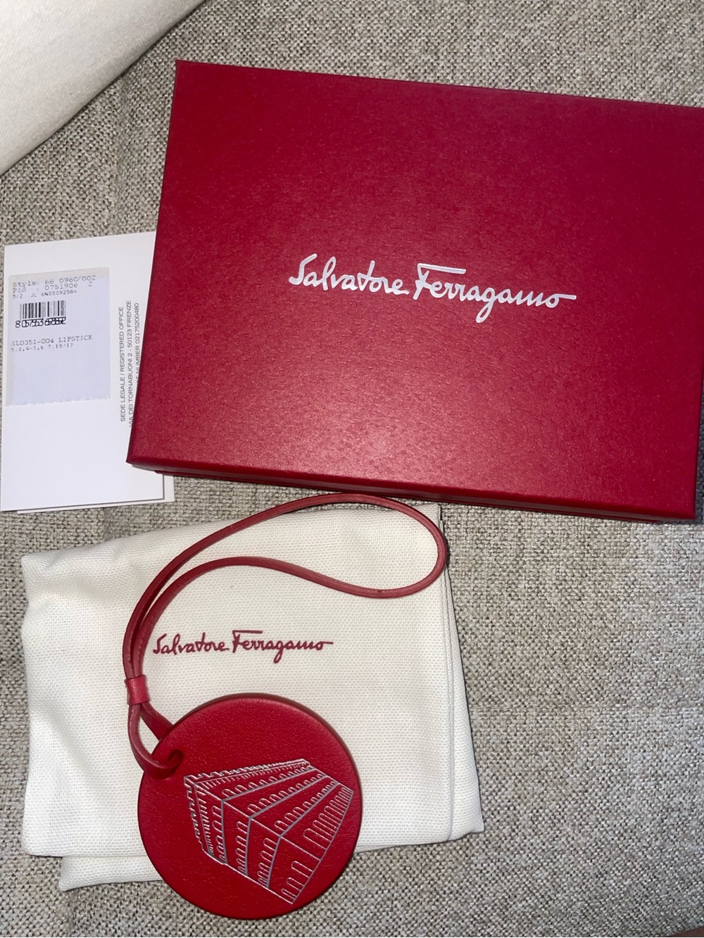 Ferragamo Embossed Palazzo Spini Feroni Leather bag Charm
